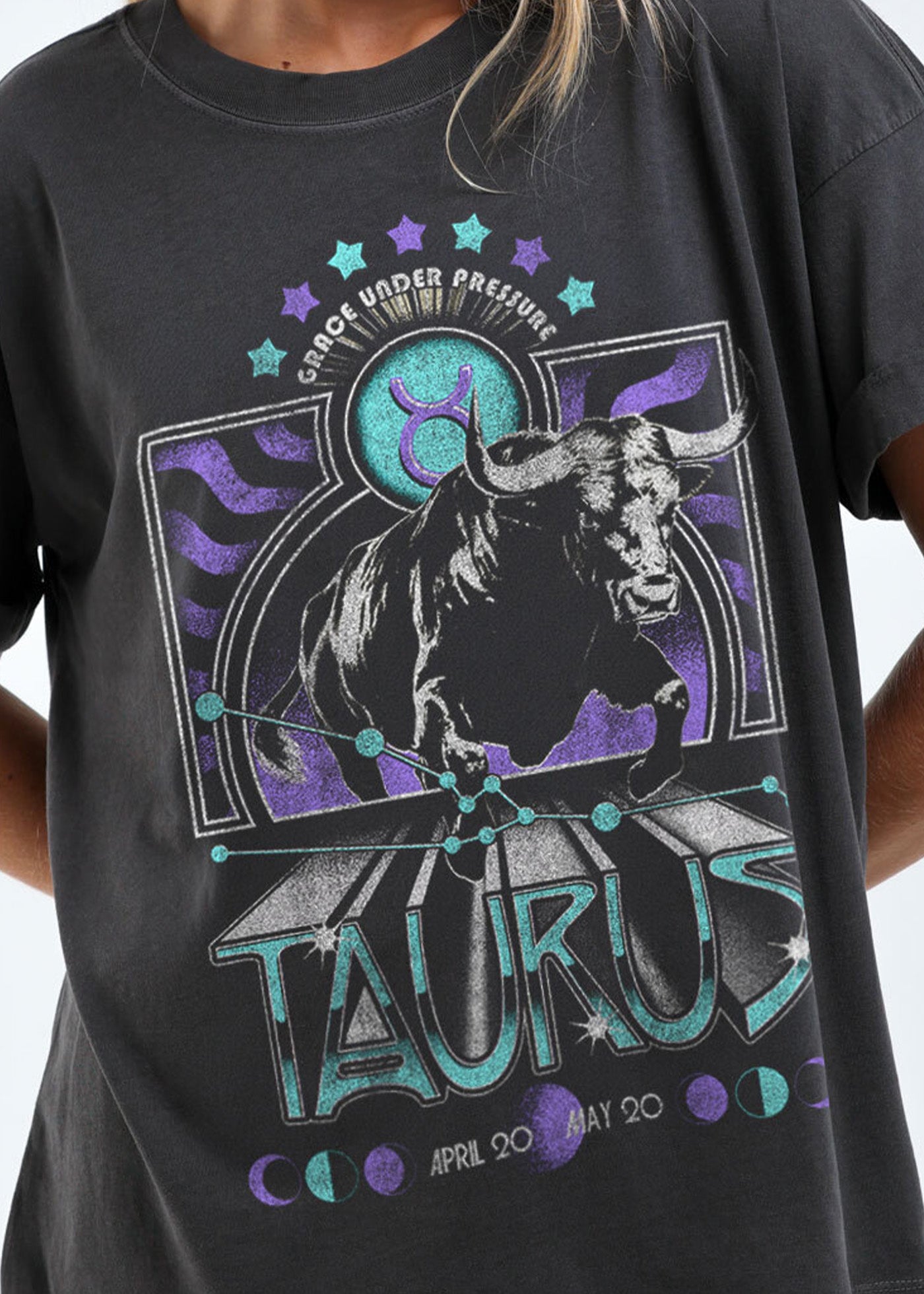 Taurus Zodiac Reunion Tour Vintage Black Boyfriend Tee