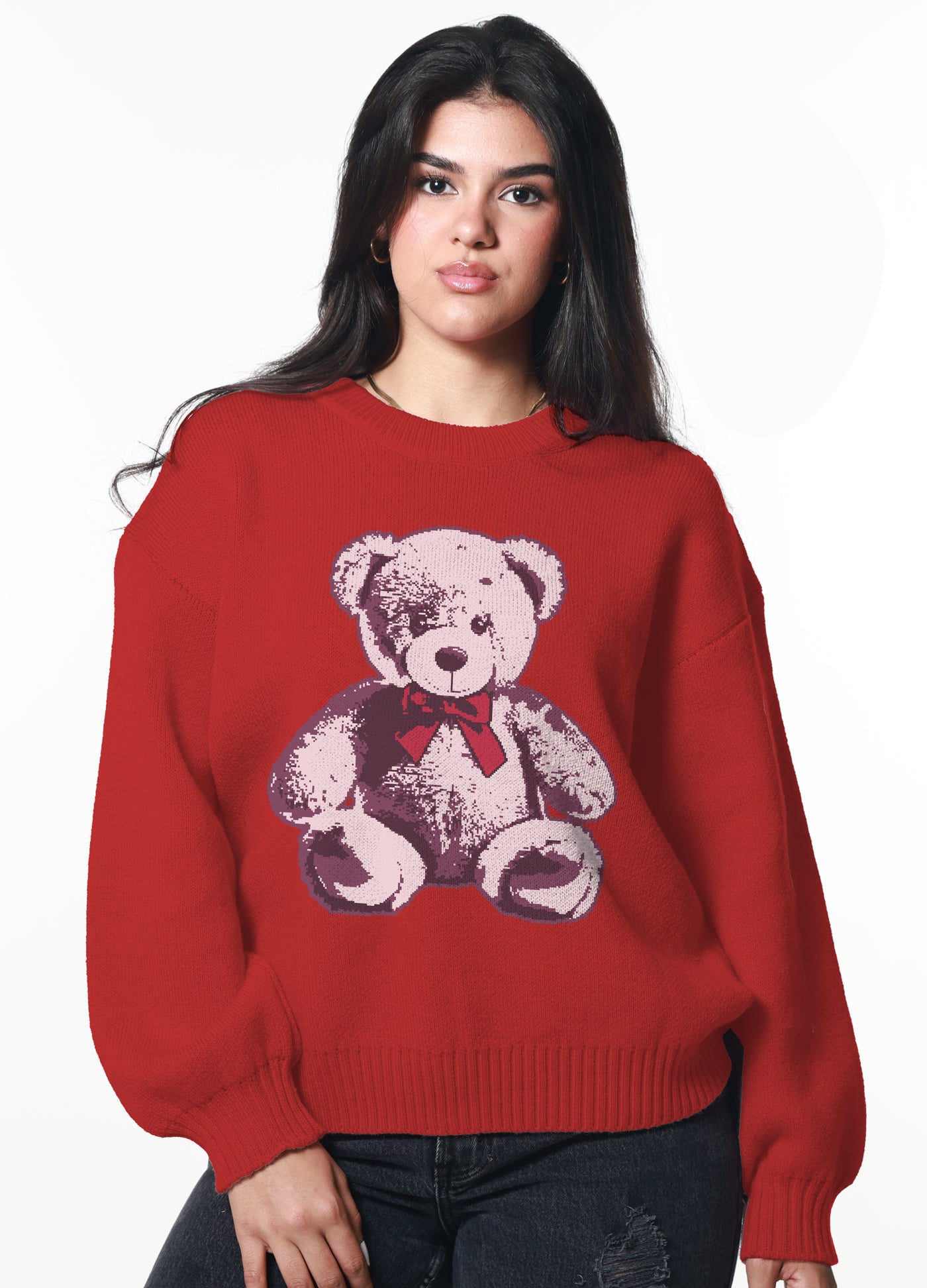 Holiday Bear Red Oversized Sweater
