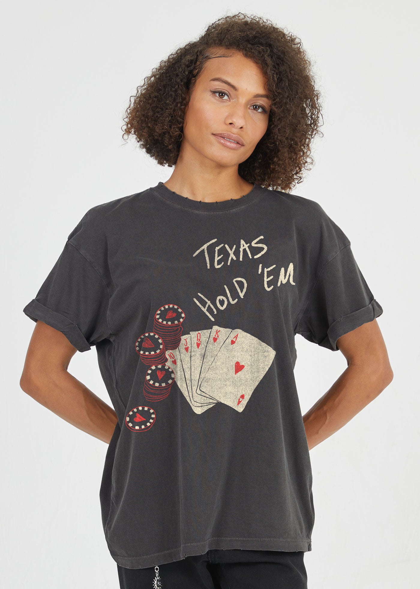 Texas Hold 'Em Vintage Black Boyfriend Tee