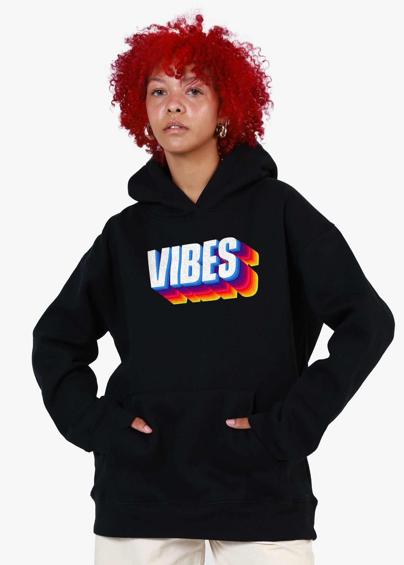 Vibes Oversized Black Hoodie