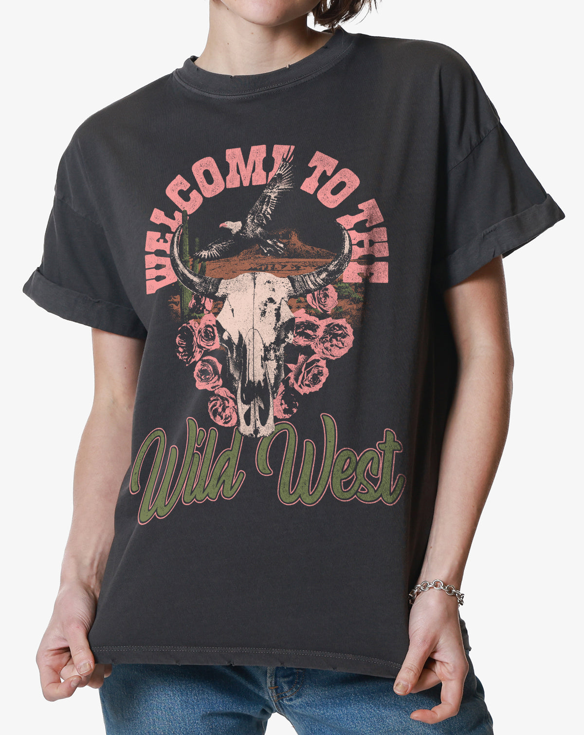 Welcome to the Wild West Vintage Black Boyfriend Tee