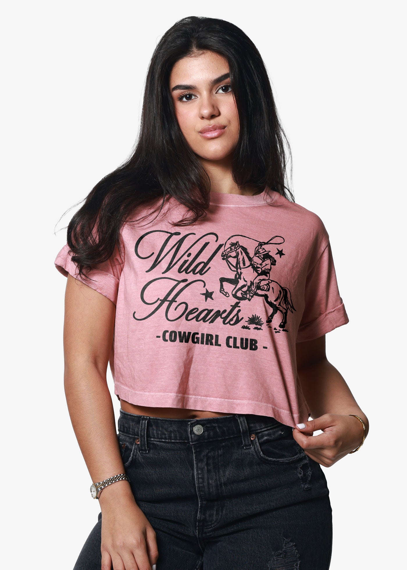 Wild Hearts Duty Pink Cropped Boyfriend Tee
