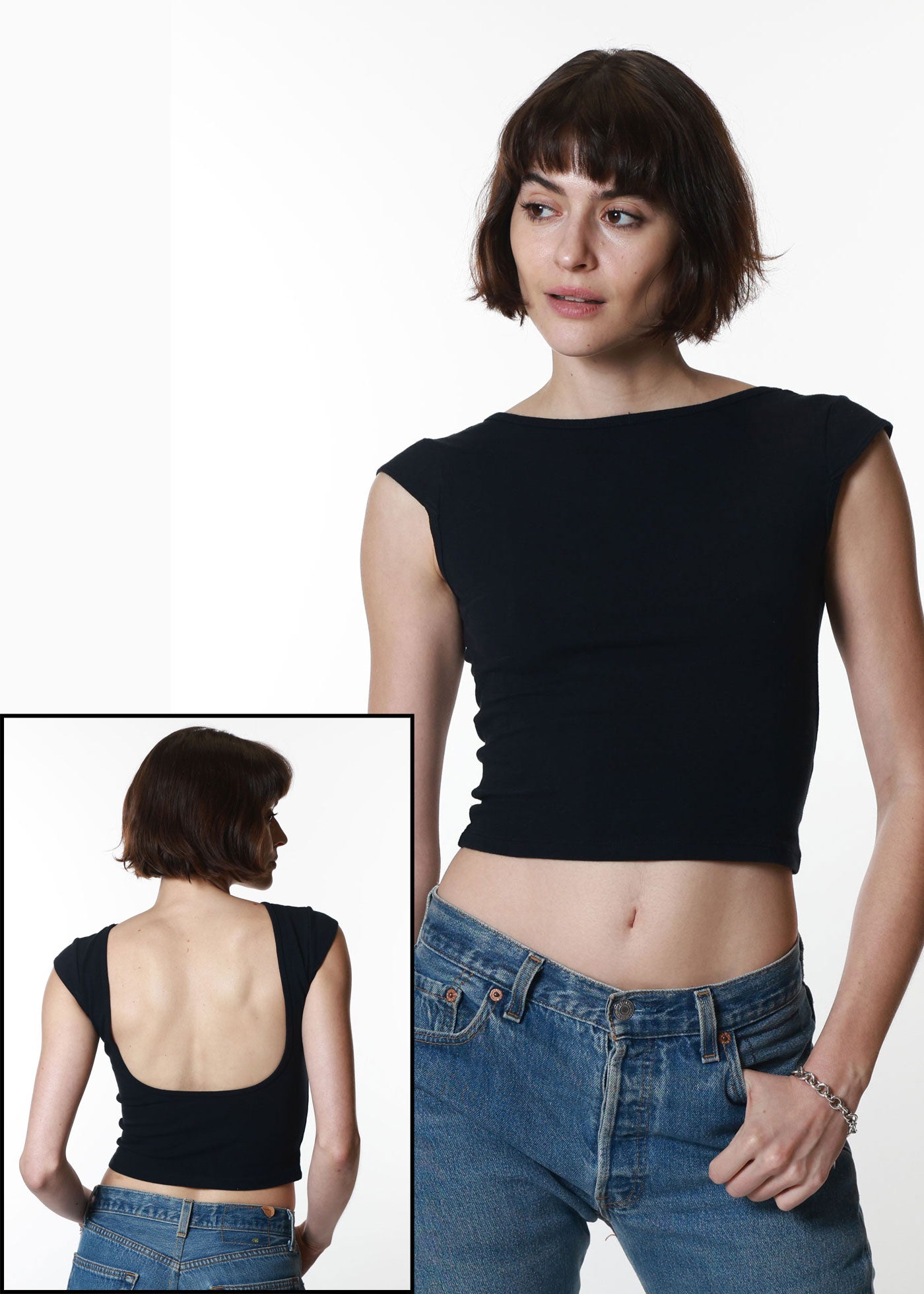 Black Backless Tee