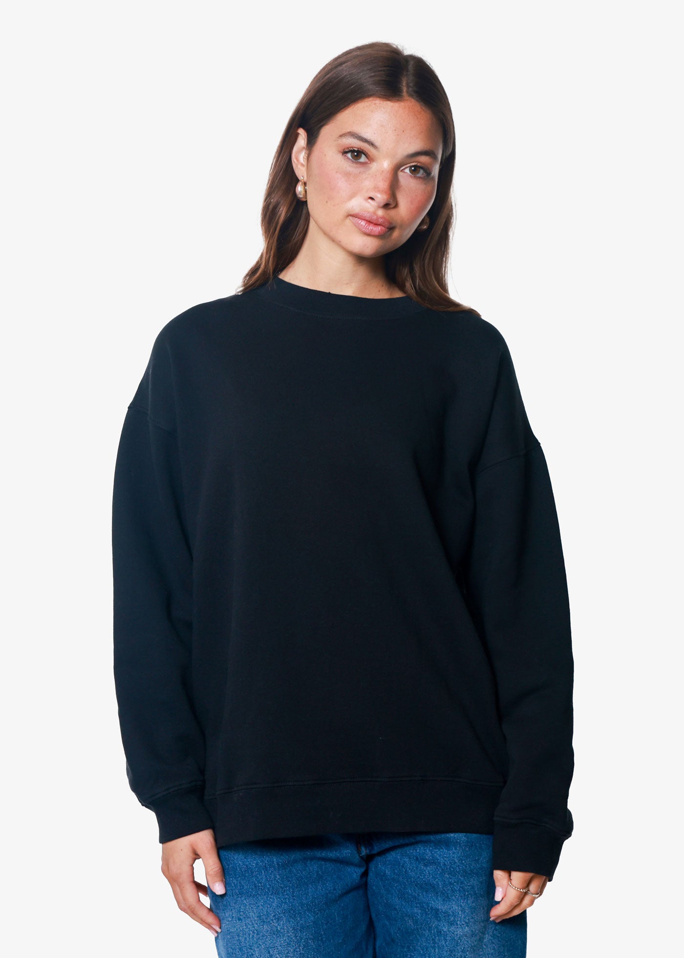 Black Oversized Crewneck Sweatshirt