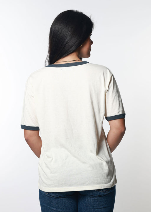 Bone & Navy Slouchy Ringer Tee