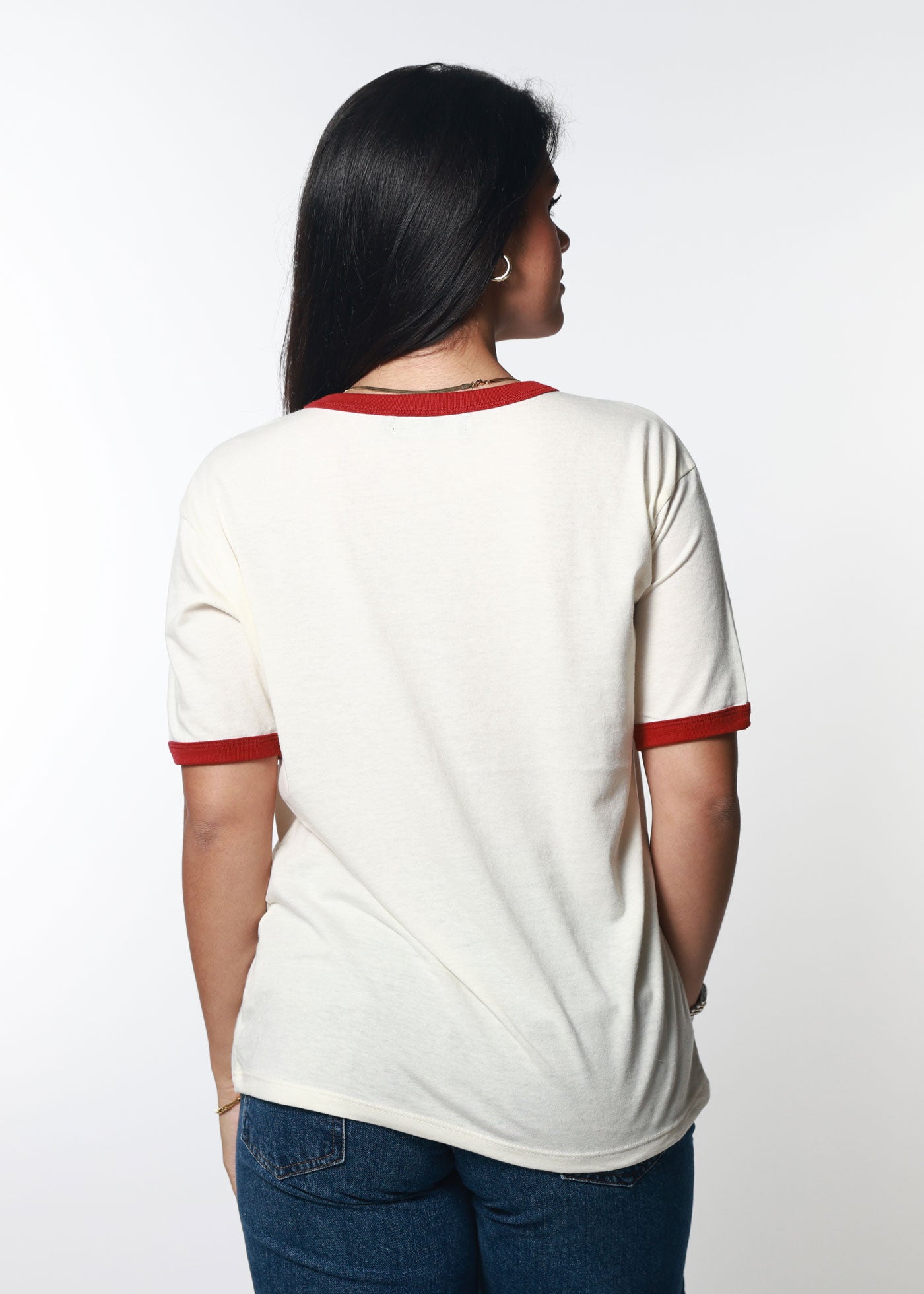 Bone & Red Slouchy Ringer Tee