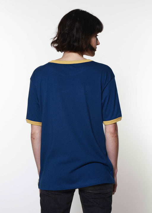 Cobalt & Mustard Slouchy Ringer Tee