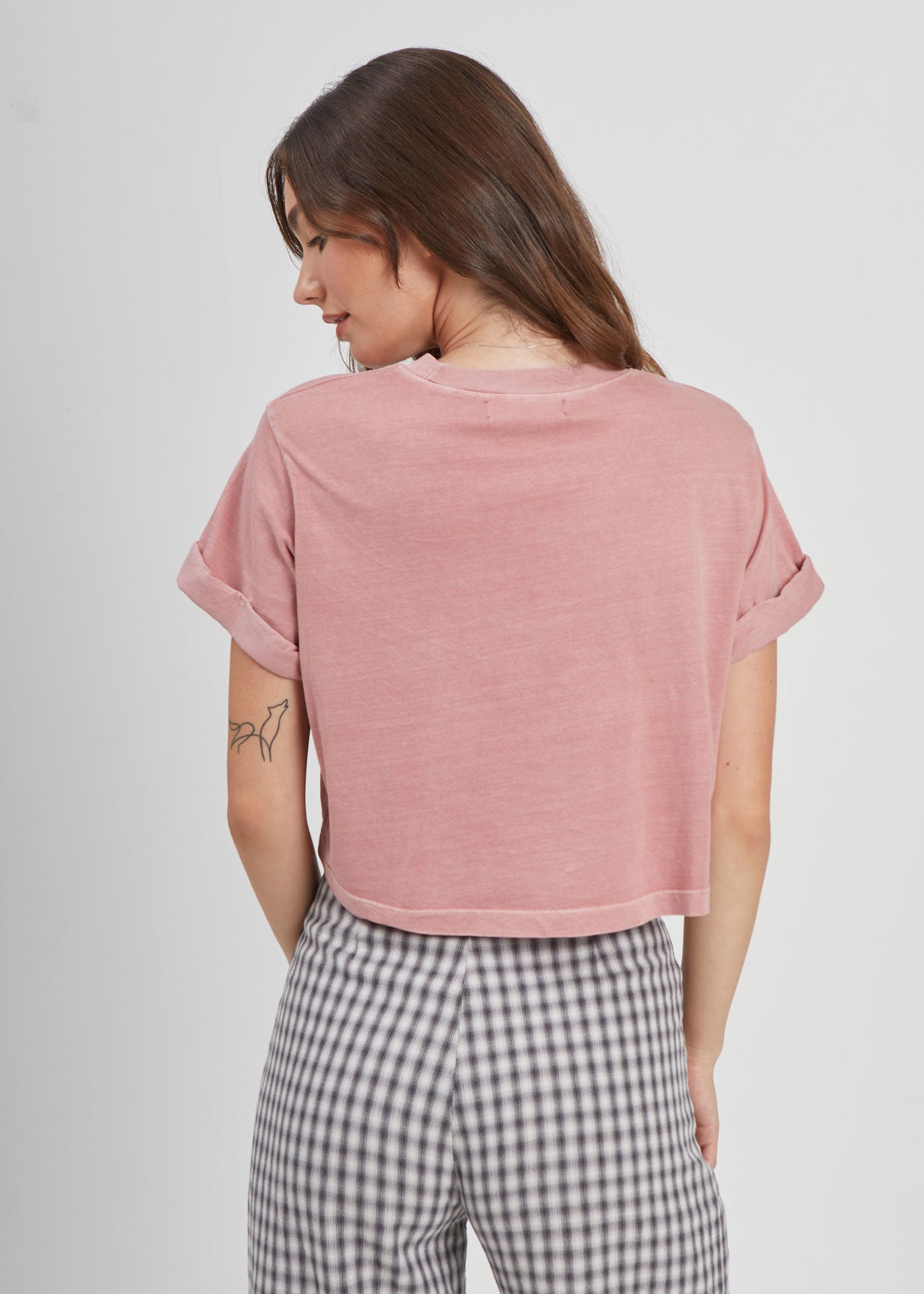 Dusty Pink Cropped Boyfriend Tee