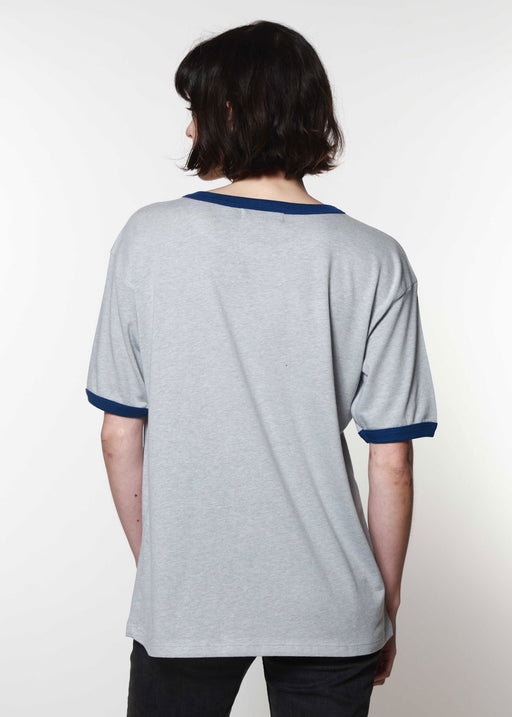 Heather Grey & Cobalt Slouchy Ringer Tee