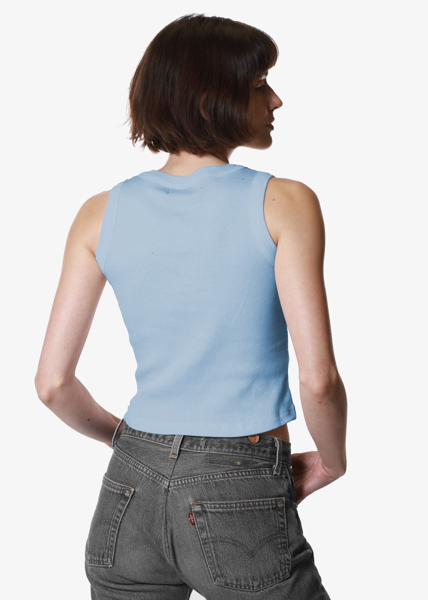 Light Blue Ribbed Crop Tank