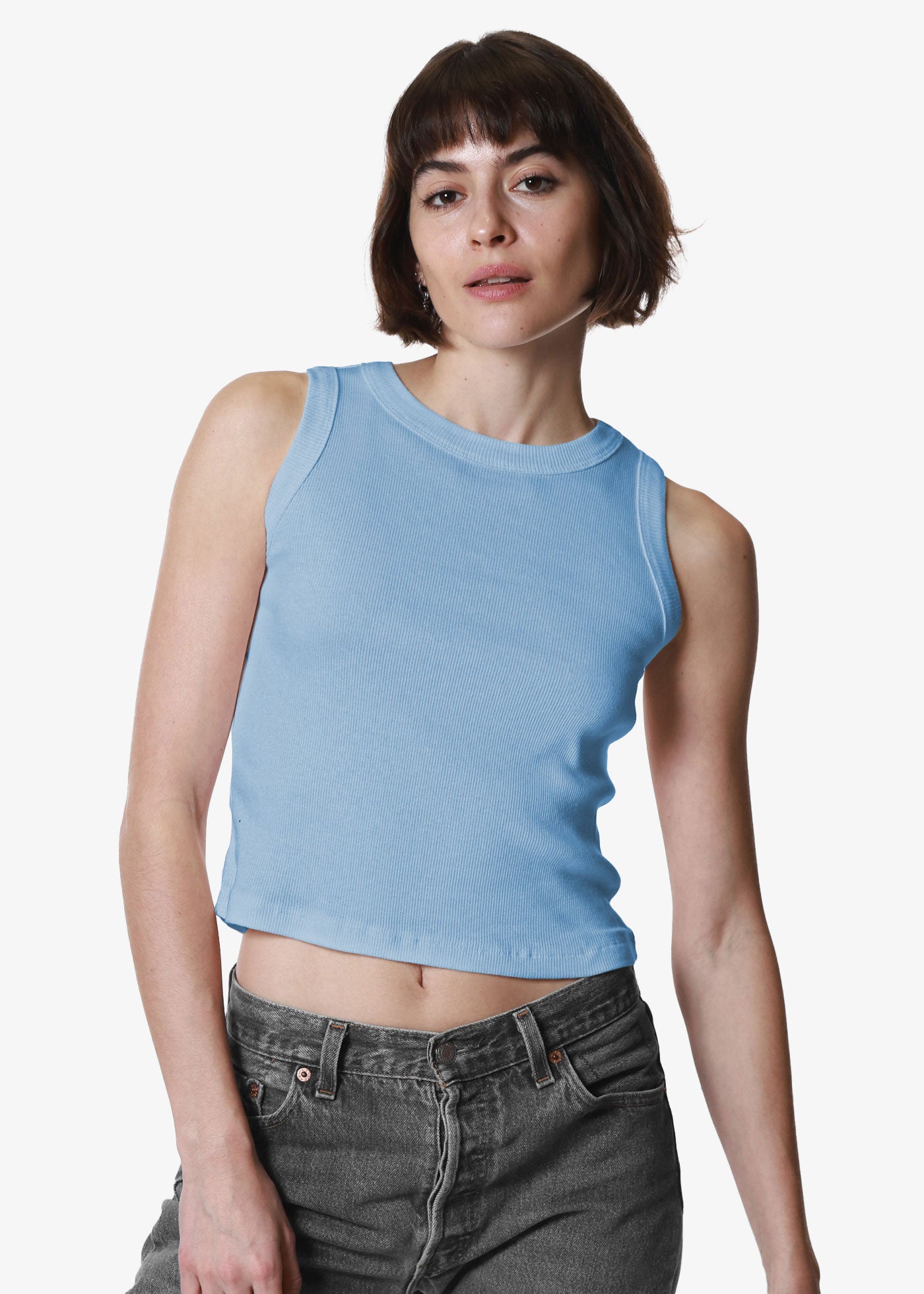 Light Blue Ribbed Crop Tank