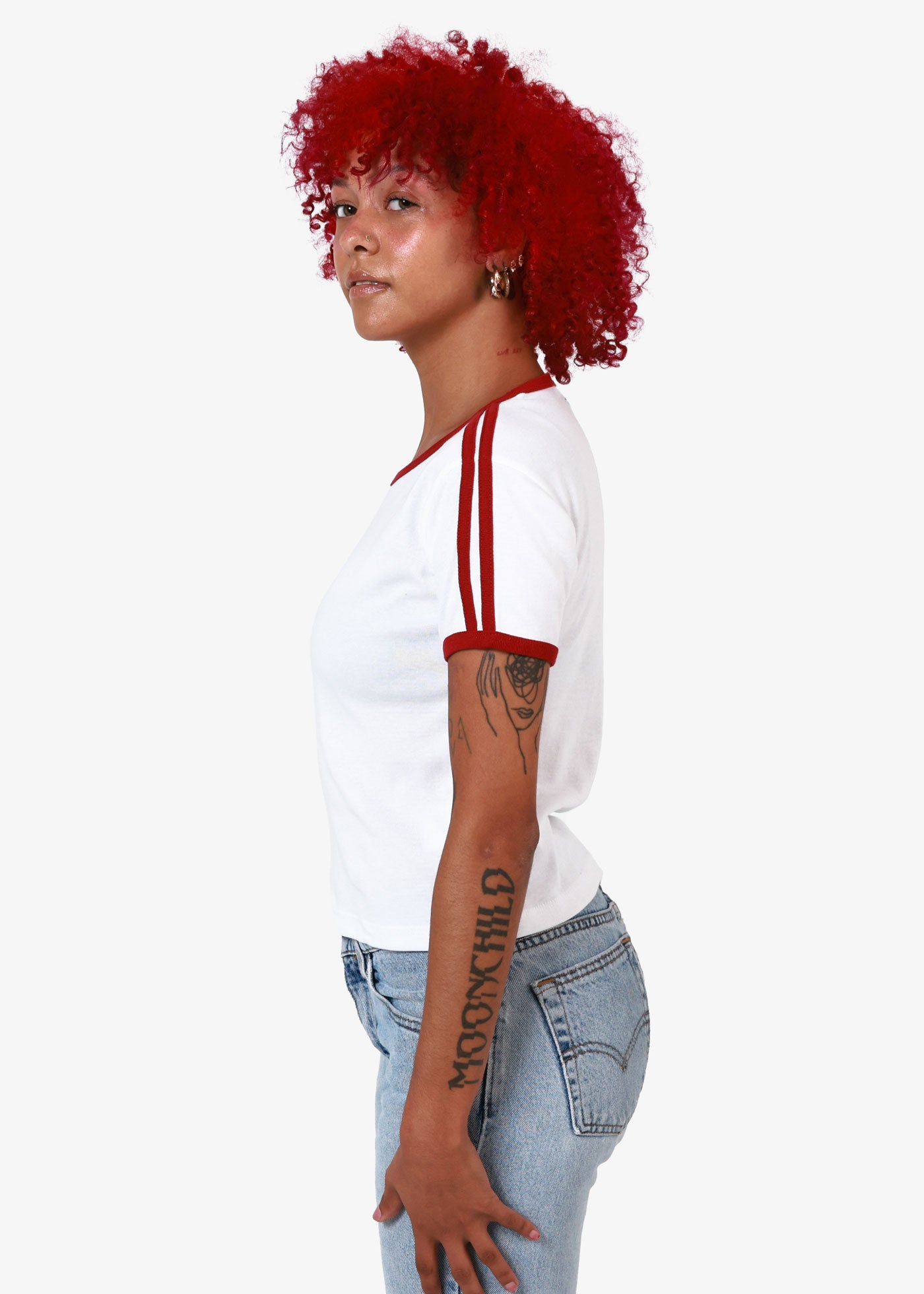 White & Red Baby Ringer Tee