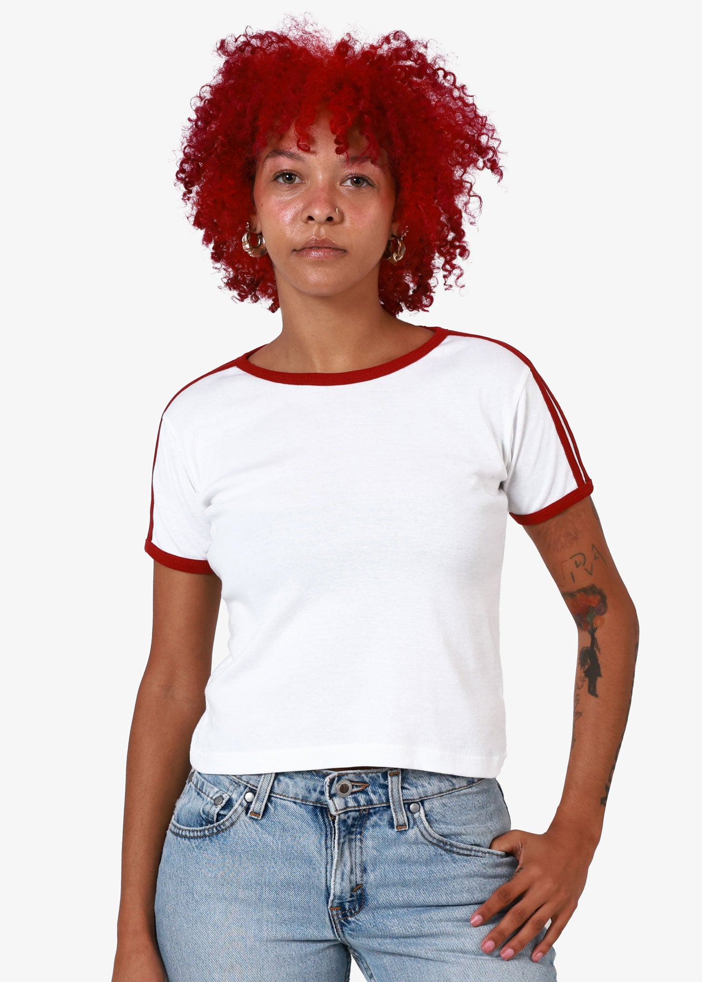 White & Red Baby Ringer Tee