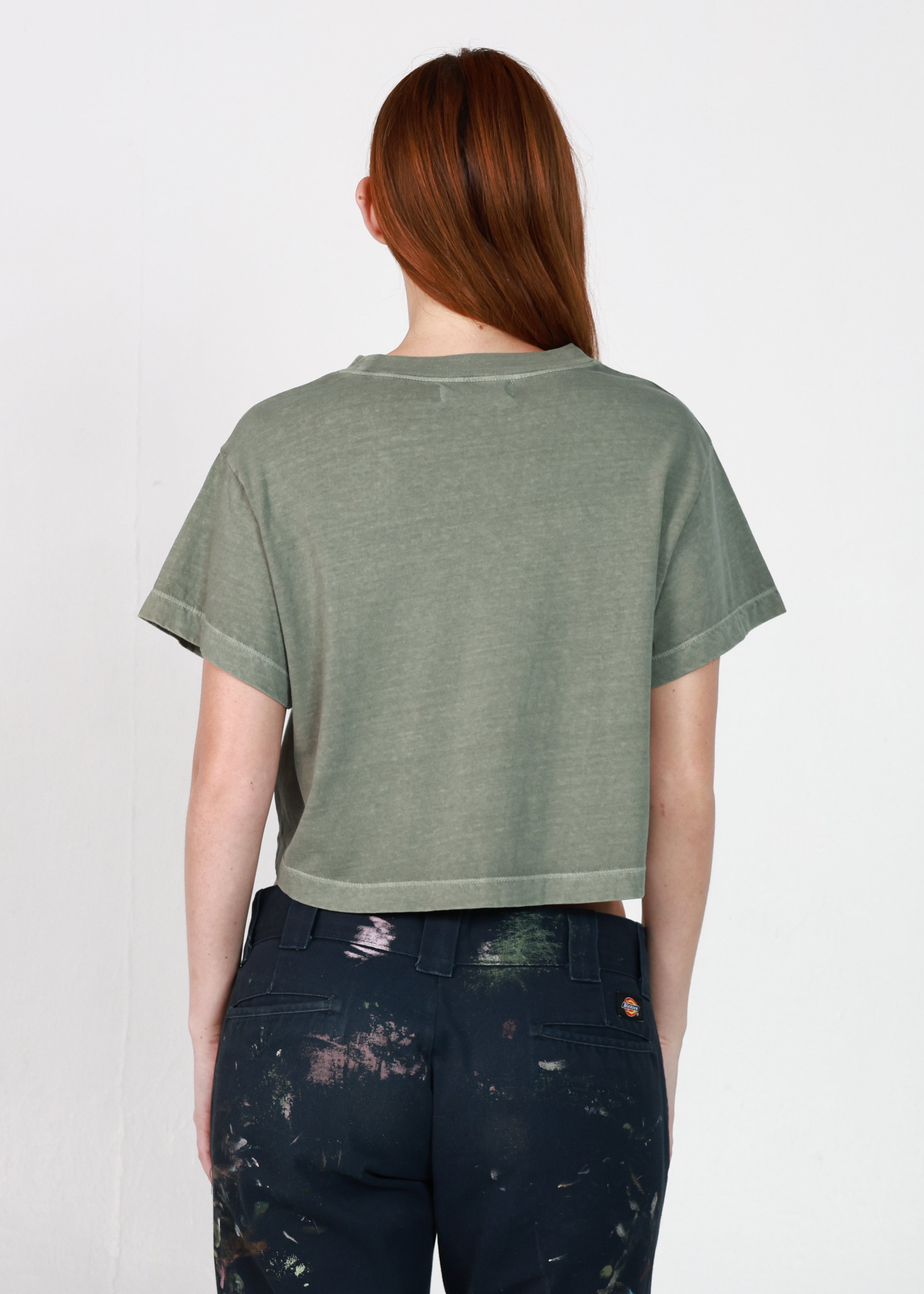 Army Green Oversized Crop Tee