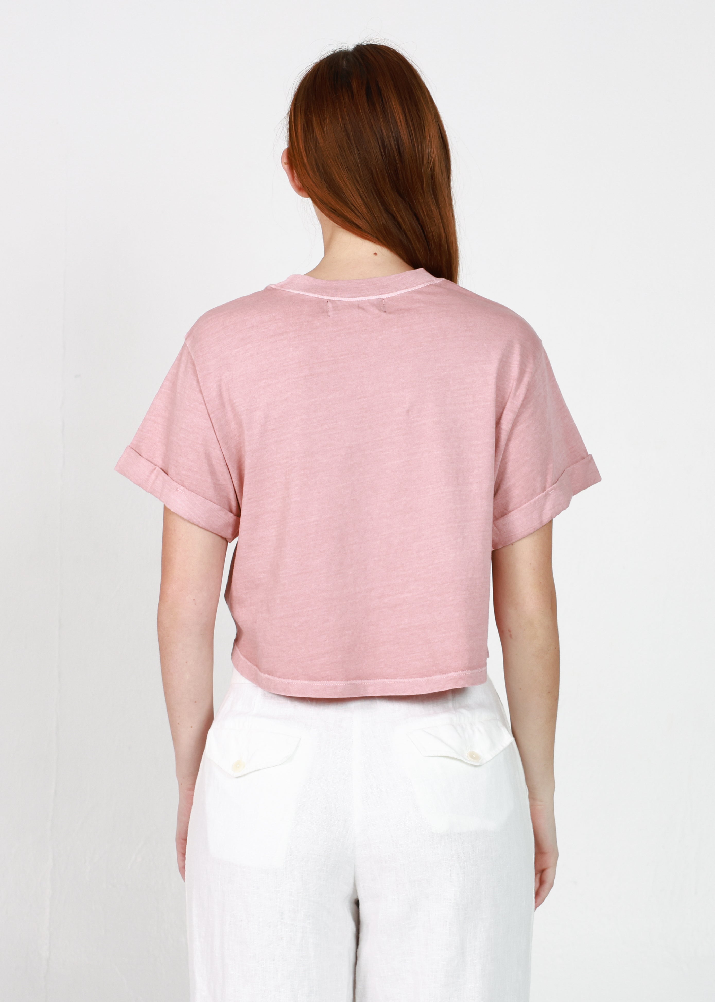 Dusty Pink Cropped Boyfriend Tee