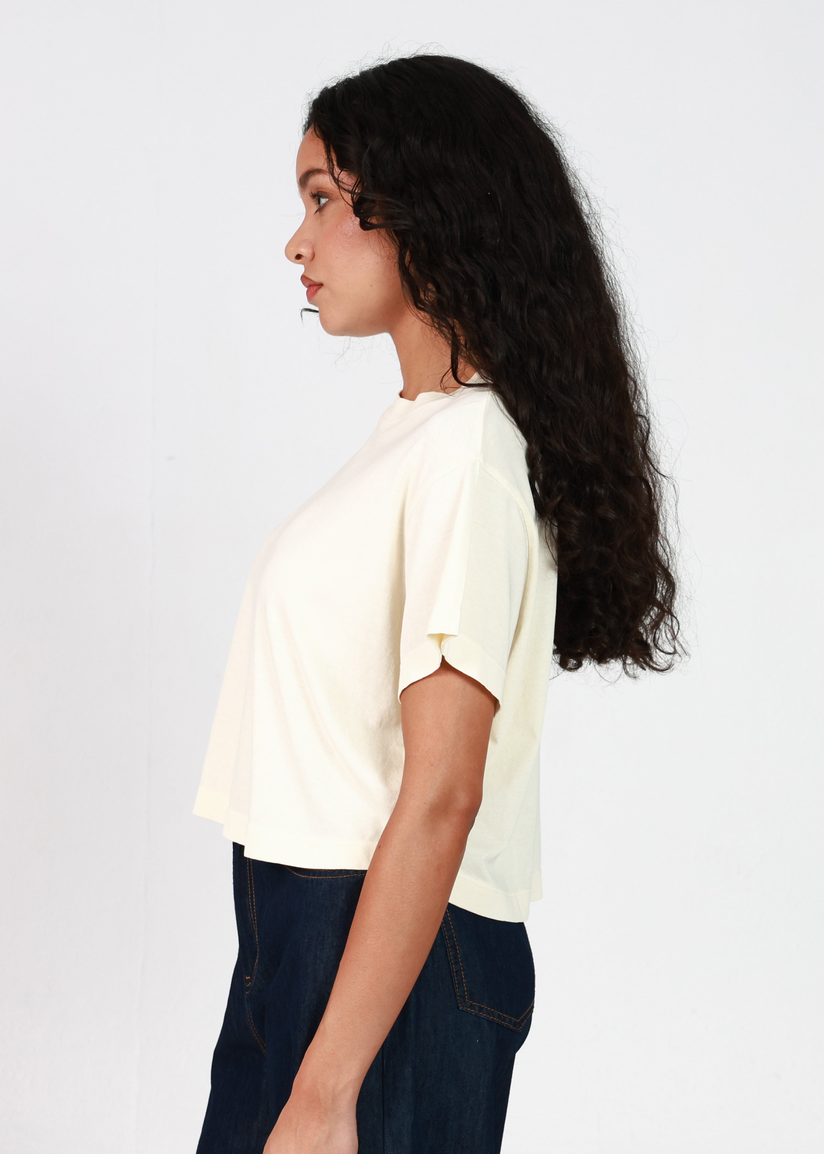 Off White Oversized Crop Tee