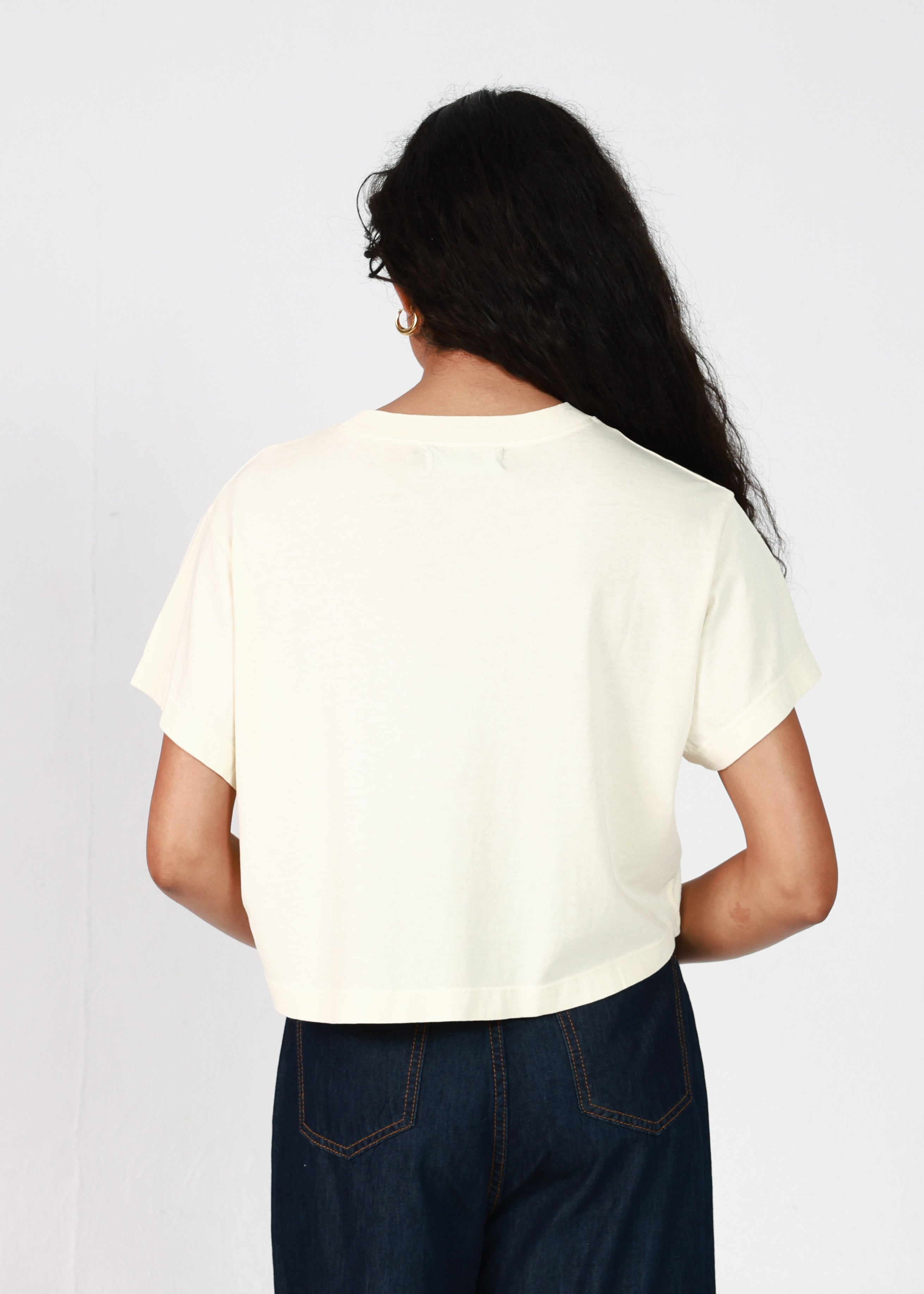Off White Oversized Crop Tee