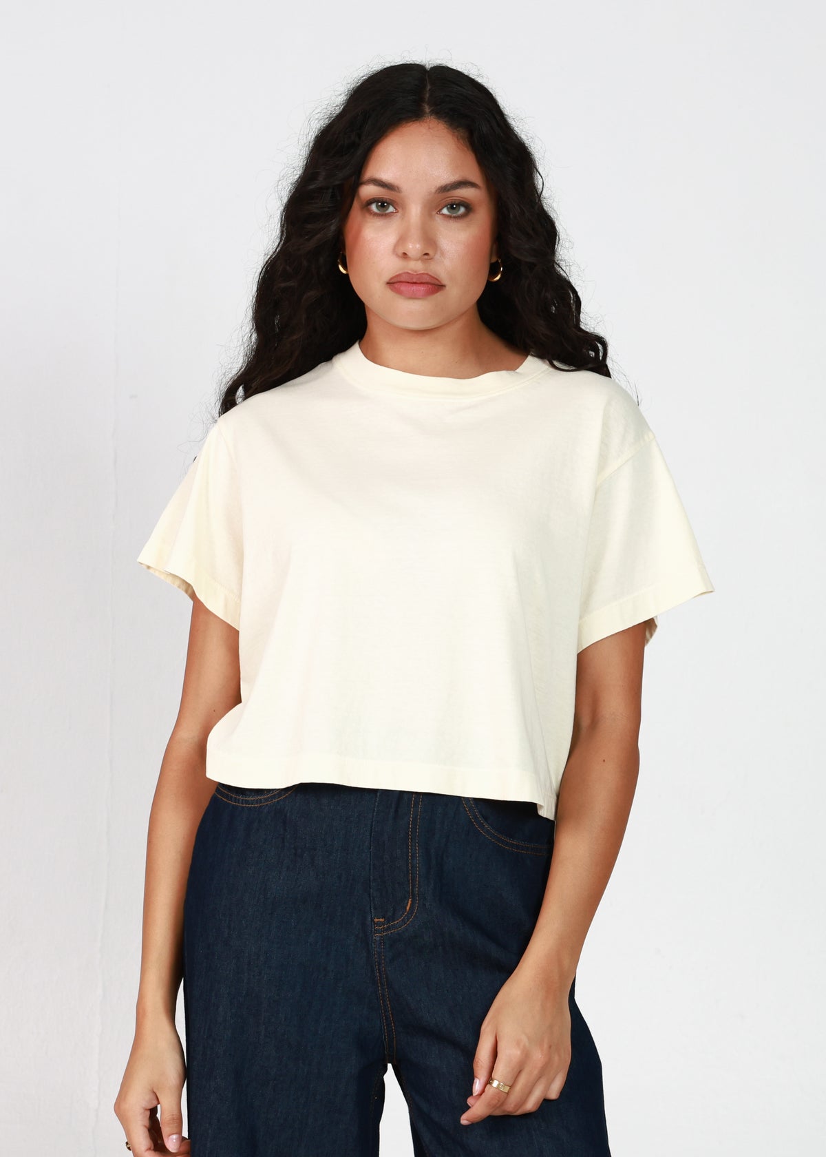 Off White Oversized Crop Tee