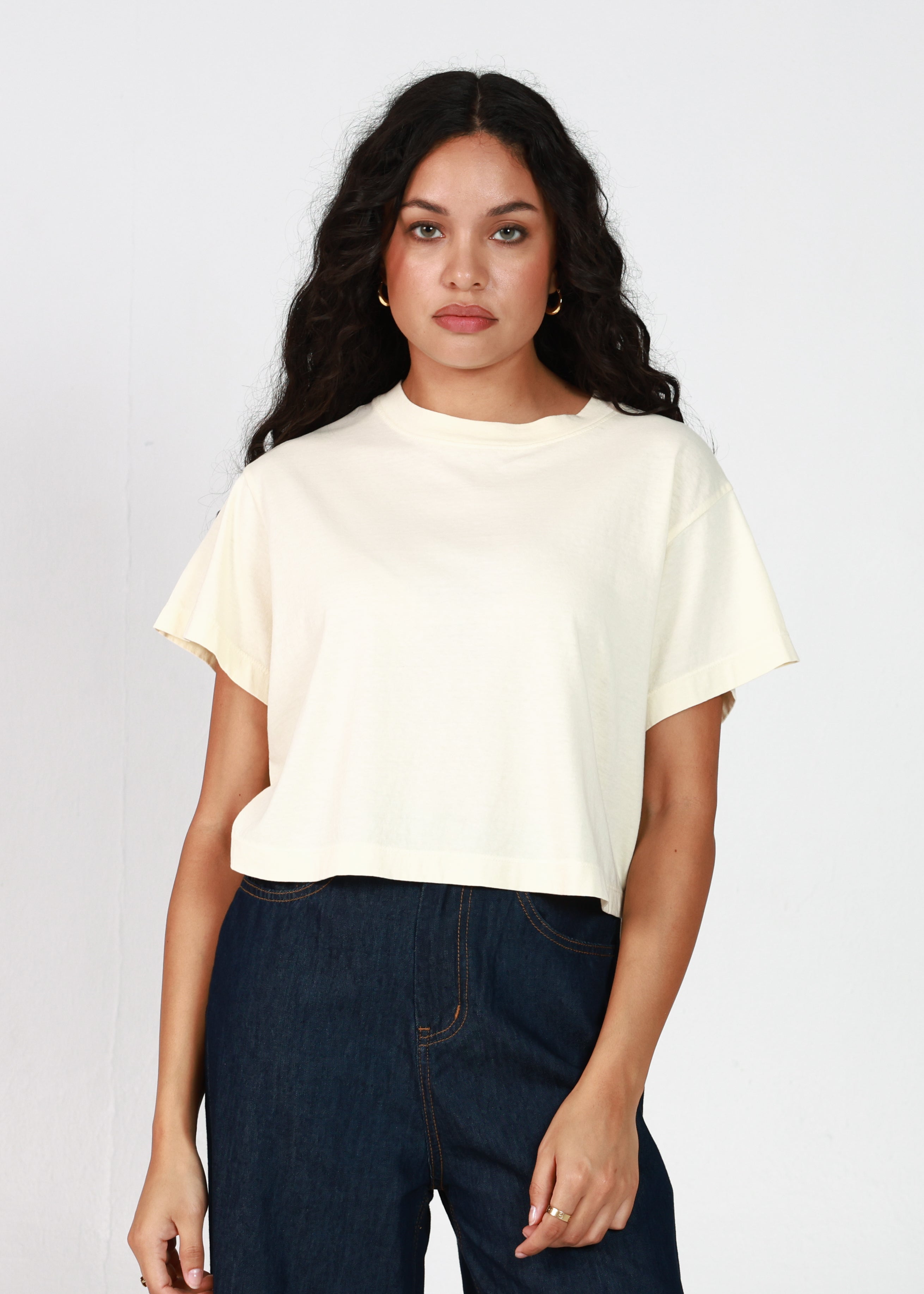 Off White Oversized Crop Tee
