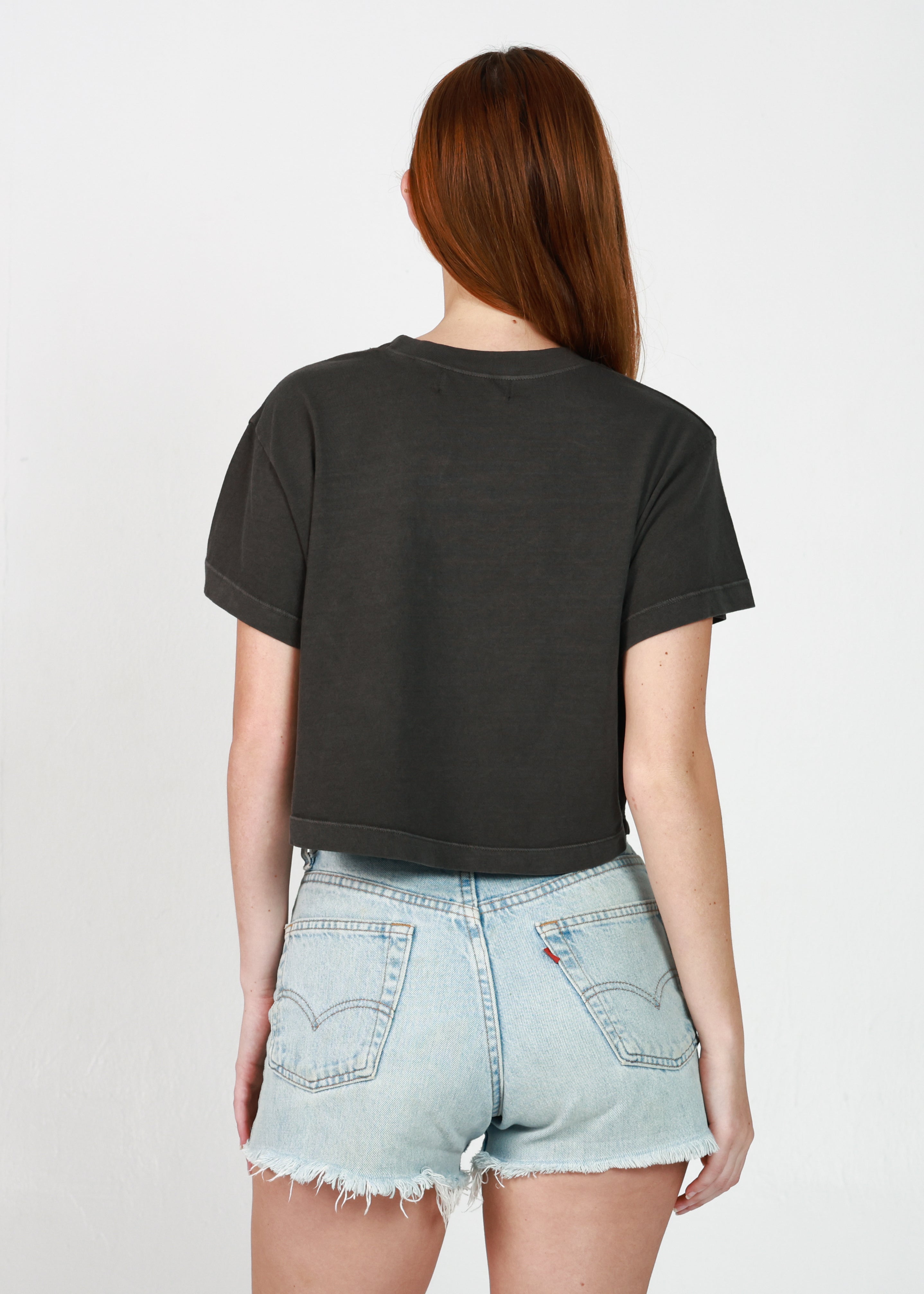 Vintage Black Oversized Crop Tee