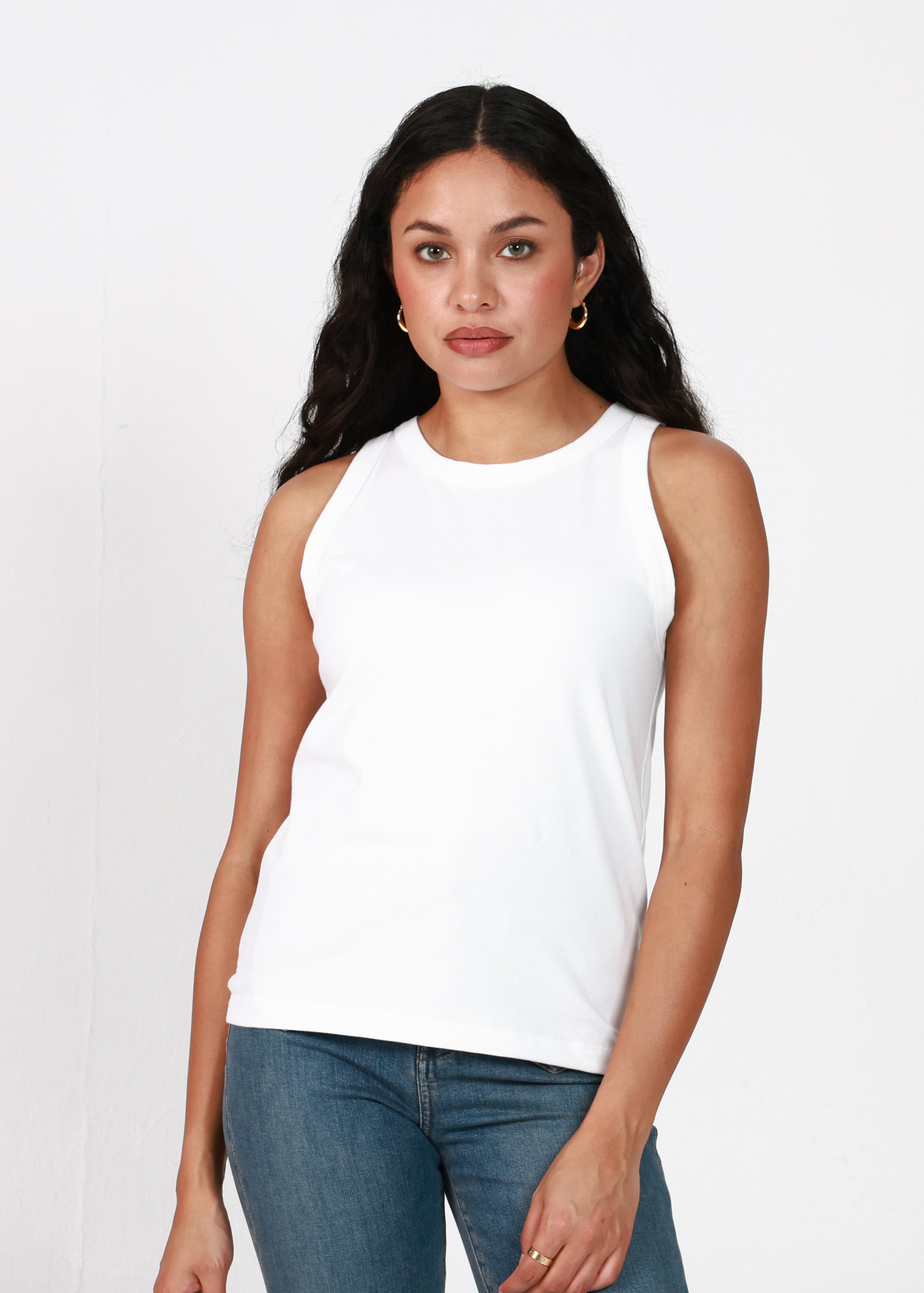 White High Neck Tank