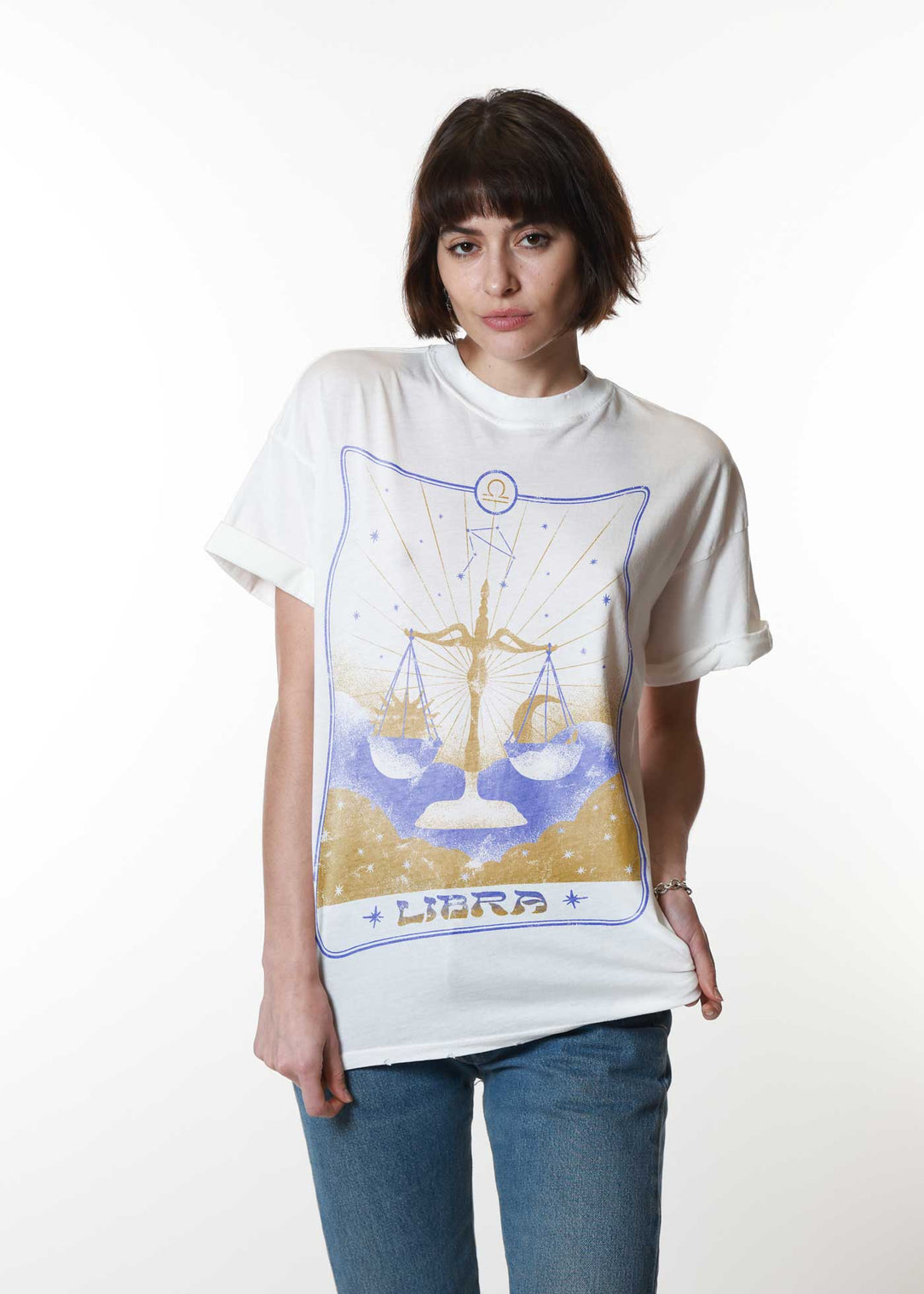 Libra Card White Boyfriend Tee — GirlDangerous