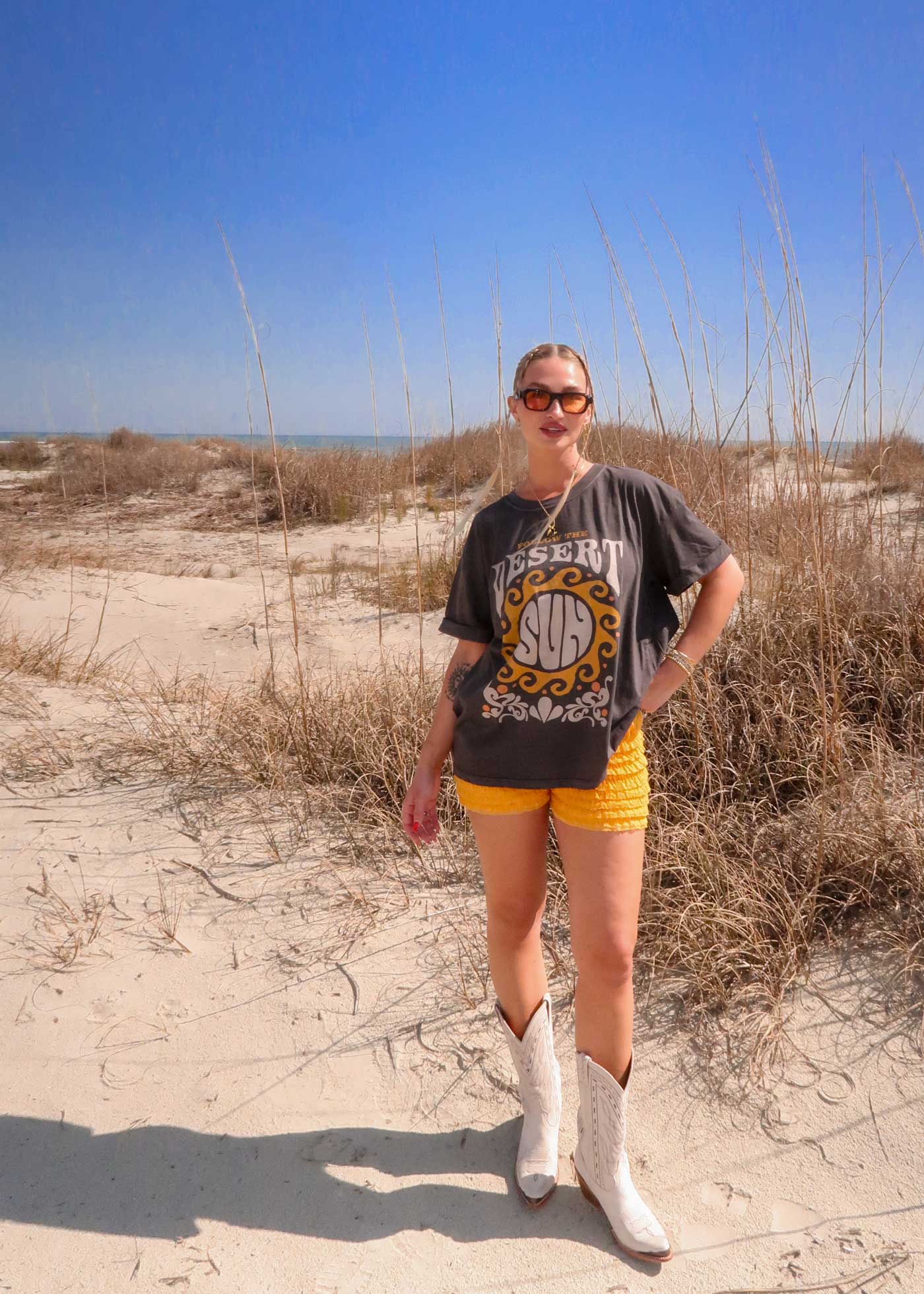 Follow the Desert Sun Black Boyfriend Tee