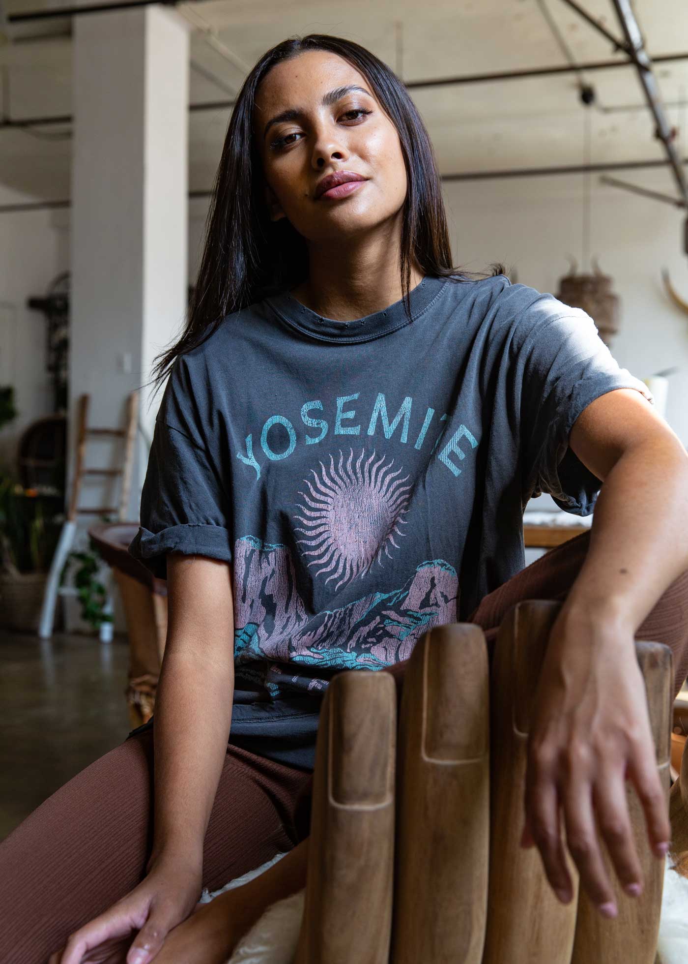 Yosemite Sun Black Boyfriend Tee