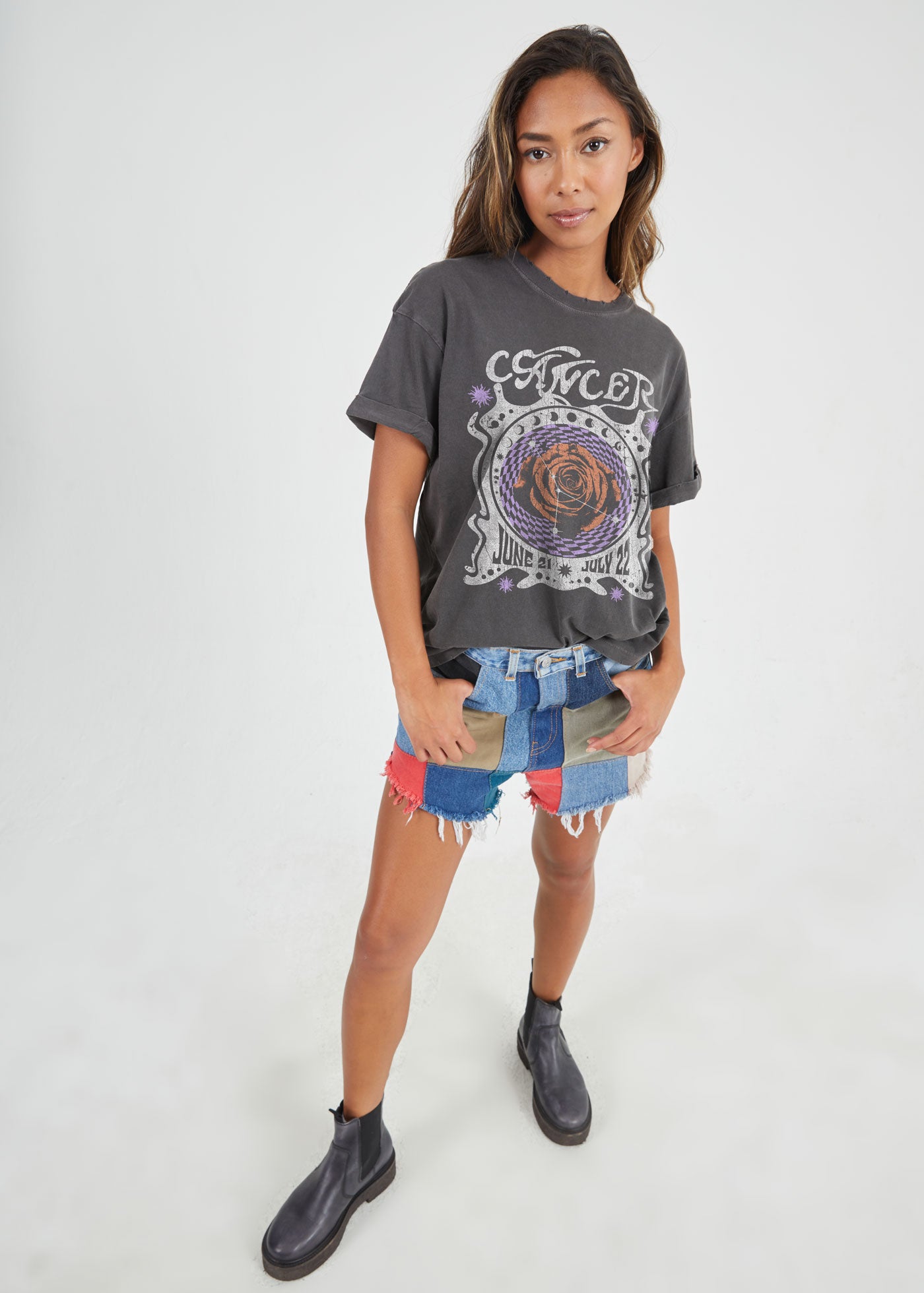 Cancer Band Black Boyfriend Tee