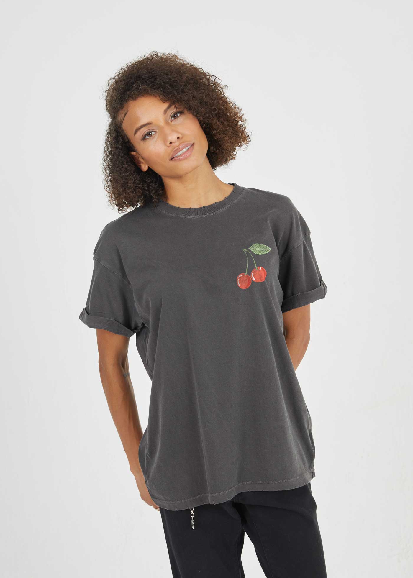 Cherry Bomb Black Boyfriend Tee