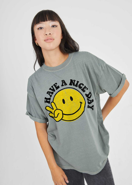 Have a Nice Day Army Green Boyfriend Tee