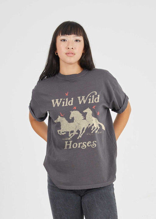 Wild Wild Horses Black Boyfriend Tee