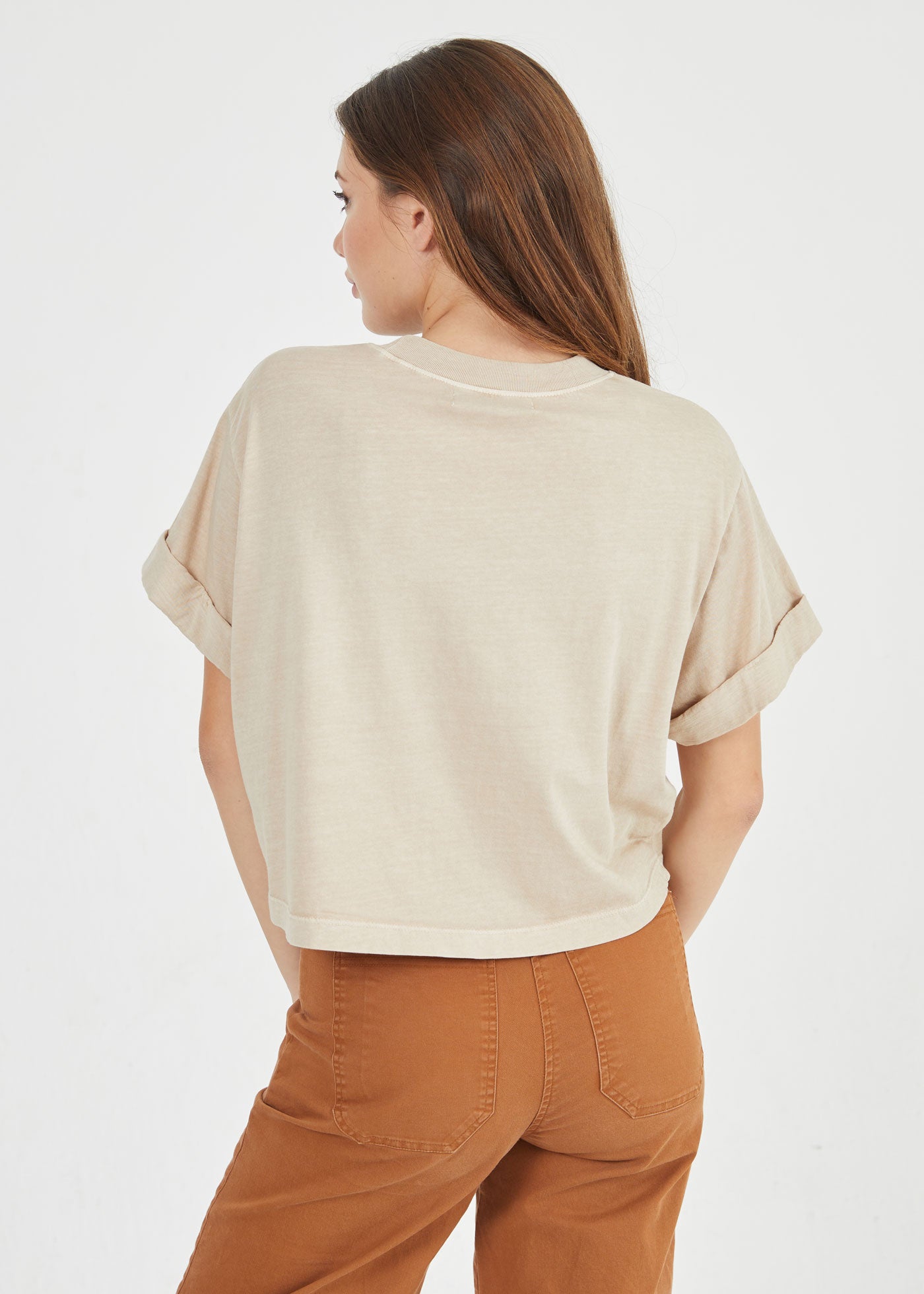 Sand Cropped Boyfriend Tee